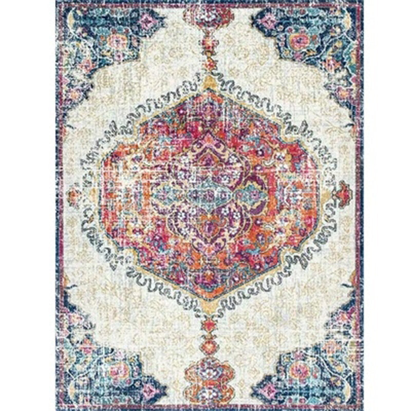 Lisslune | Persian Home Rug Multicolored Symmetrical Print Rug Polyester Non-Slip Backing Machine Washable Stain Resistant Rug