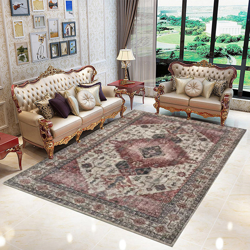 Lisslune | Classic multicolored Persian carpet polypropylene floral carpet washable stain resistant non-slip carpet for guest room