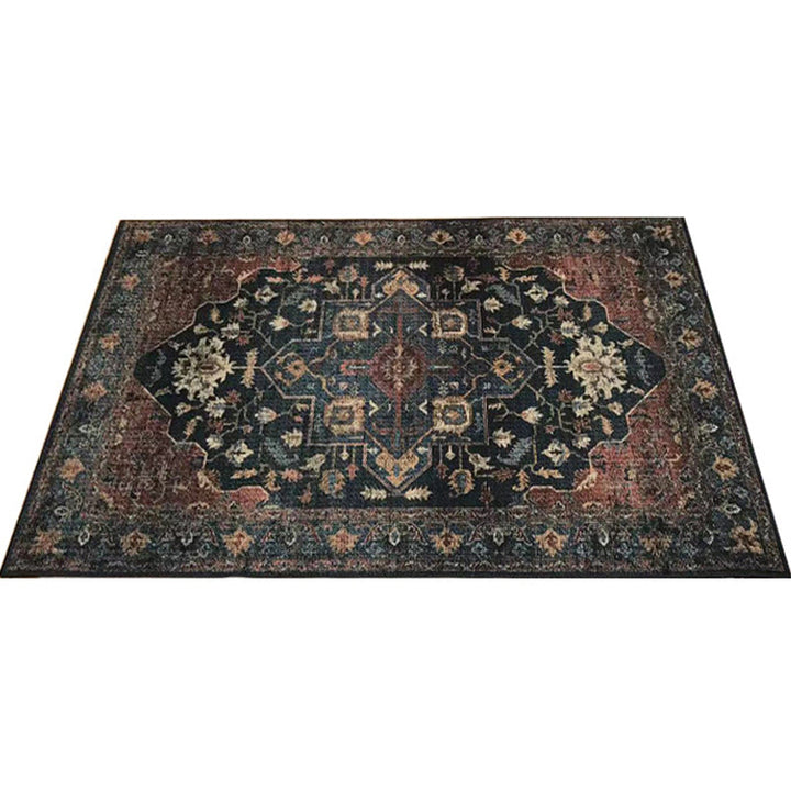 Lisslune | Classic multicolored Persian carpet polypropylene floral carpet washable stain resistant non-slip carpet for guest room