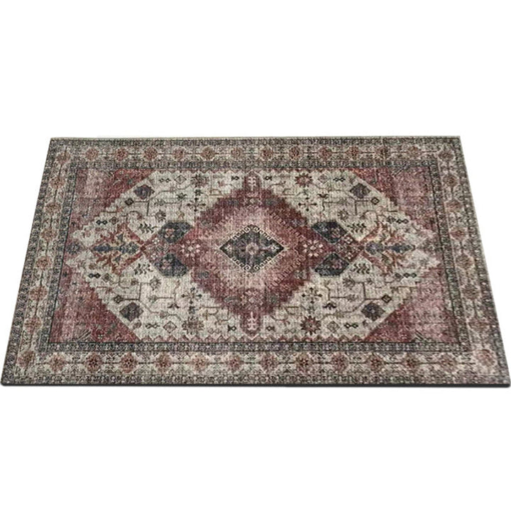 Lisslune | Classic multicolored Persian carpet polypropylene floral carpet washable stain resistant non-slip carpet for guest room