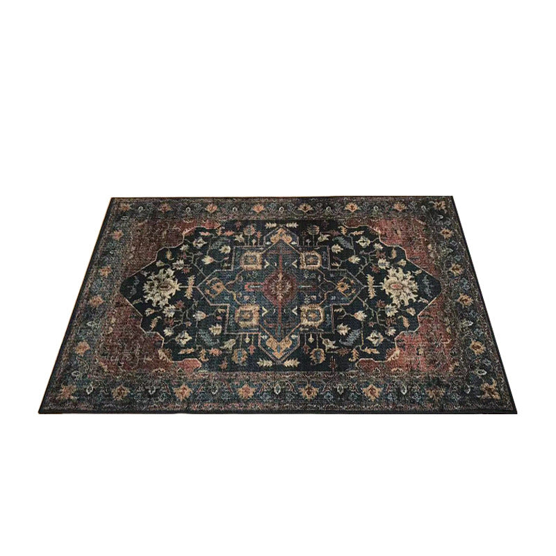 Lisslune | Classic multicolored Persian carpet polypropylene floral carpet washable stain resistant non-slip carpet for guest room
