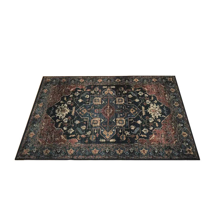 Lisslune | Classic multicolored Persian carpet polypropylene floral carpet washable stain resistant non-slip carpet for guest room