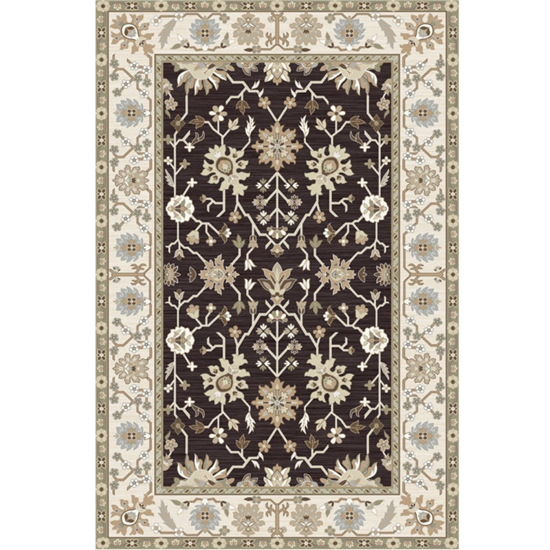 Lisslune | Washed Jacquard Print Rug Multicolor Persian Rug Synthetic Non-slip Washable Stain-resistant Rug for Tearoom