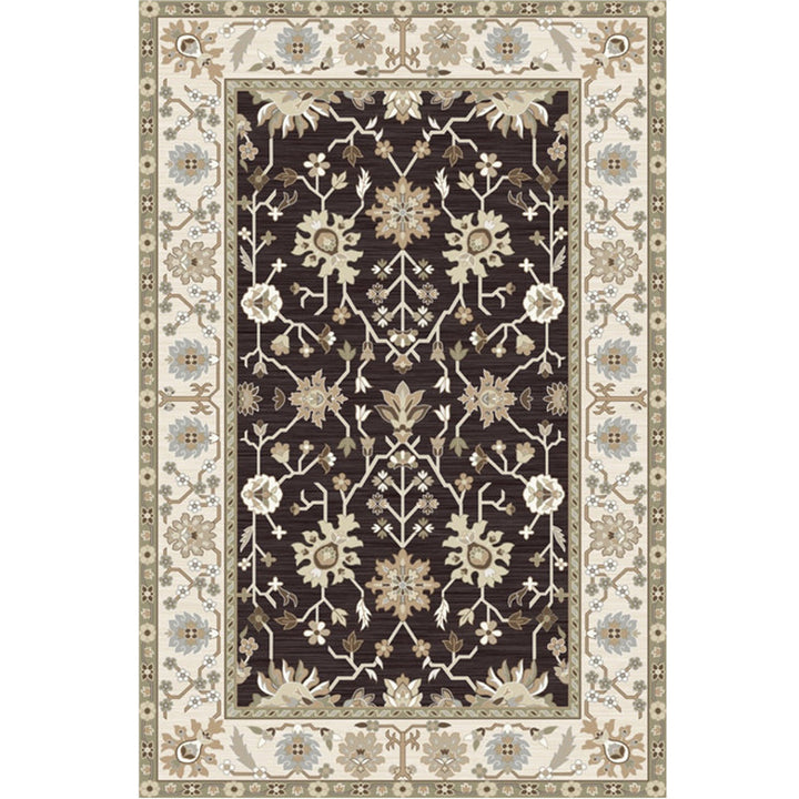 Lisslune | Washed Jacquard Print Rug Multicolor Persian Rug Synthetic Non-slip Washable Stain-resistant Rug for Tearoom