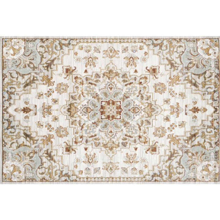 Lisslune | Washed Jacquard Print Rug Multicolor Persian Rug Synthetic Non-slip Washable Stain-resistant Rug for Tearoom