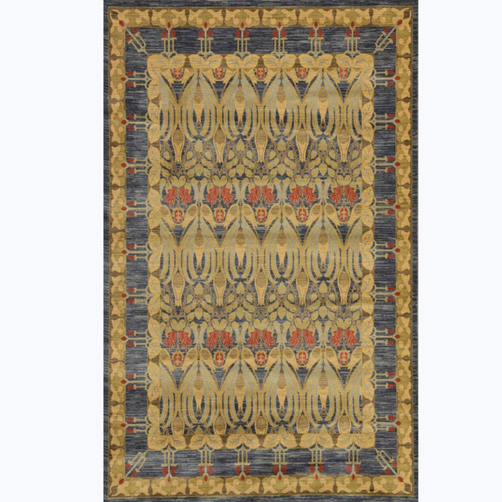 Lisslune | Washed Jacquard Print Rug Multicolor Persian Rug Synthetic Non-slip Washable Stain-resistant Rug for Tearoom