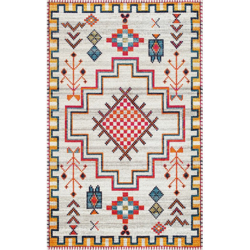 Lisslune | Washed Jacquard Print Rug Multicolor Persian Rug Synthetic Non-slip Washable Stain-resistant Rug for Tearoom