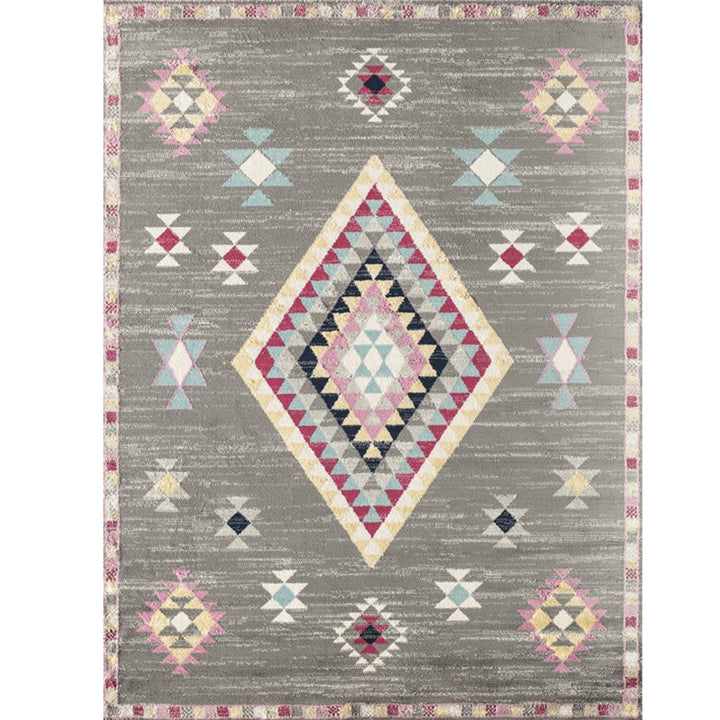 Lisslune | Washed Jacquard Print Rug Multicolor Persian Rug Synthetic Non-slip Washable Stain-resistant Rug for Tearoom