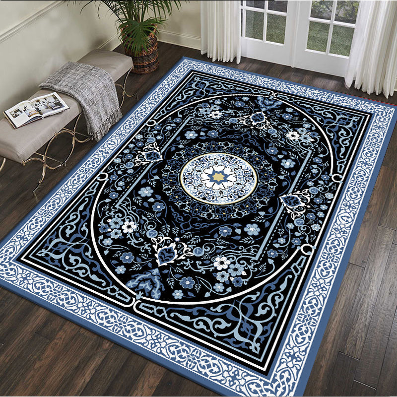 Lisslune | Traditional Multicolored Moroccan Carpet Polypropylene Floral Carpet Non-Slip Backing Pet Friendly Stain Resistant Carpet for Living Room