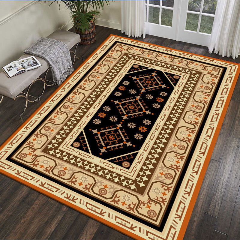 Lisslune | Traditional Multicolored Moroccan Carpet Polypropylene Floral Carpet Non-Slip Backing Pet Friendly Stain Resistant Carpet for Living Room