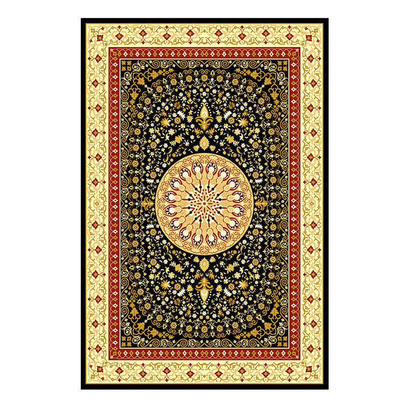 Lisslune | Traditional Multicolored Moroccan Carpet Polypropylene Floral Carpet Non-Slip Backing Pet Friendly Stain Resistant Carpet for Living Room