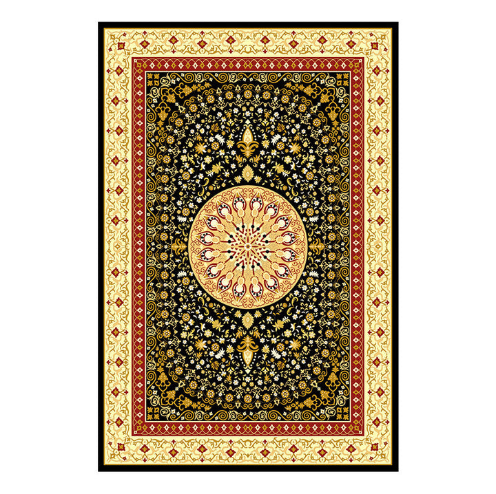 Lisslune | Traditional Multicolored Moroccan Carpet Polypropylene Floral Carpet Non-Slip Backing Pet Friendly Stain Resistant Carpet for Living Room