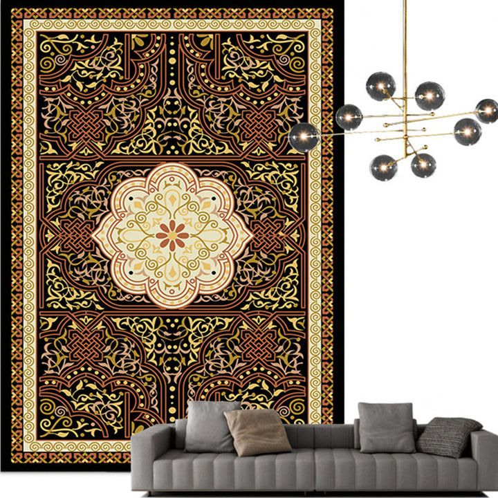 Lisslune | Traditional Multicolored Moroccan Carpet Polypropylene Floral Carpet Non-Slip Backing Pet Friendly Stain Resistant Carpet for Living Room