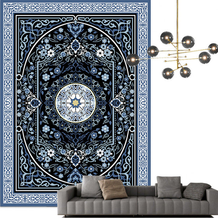 Lisslune | Traditional Multicolored Moroccan Carpet Polypropylene Floral Carpet Non-Slip Backing Pet Friendly Stain Resistant Carpet for Living Room