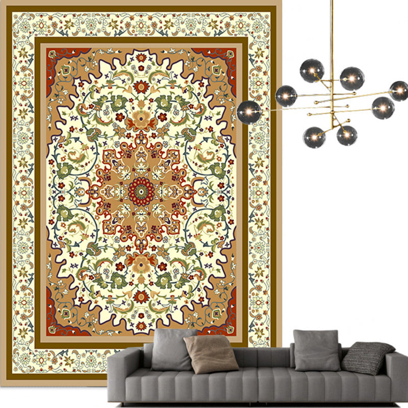 Lisslune | Traditional Multicolored Moroccan Carpet Polypropylene Floral Carpet Non-Slip Backing Pet Friendly Stain Resistant Carpet for Living Room