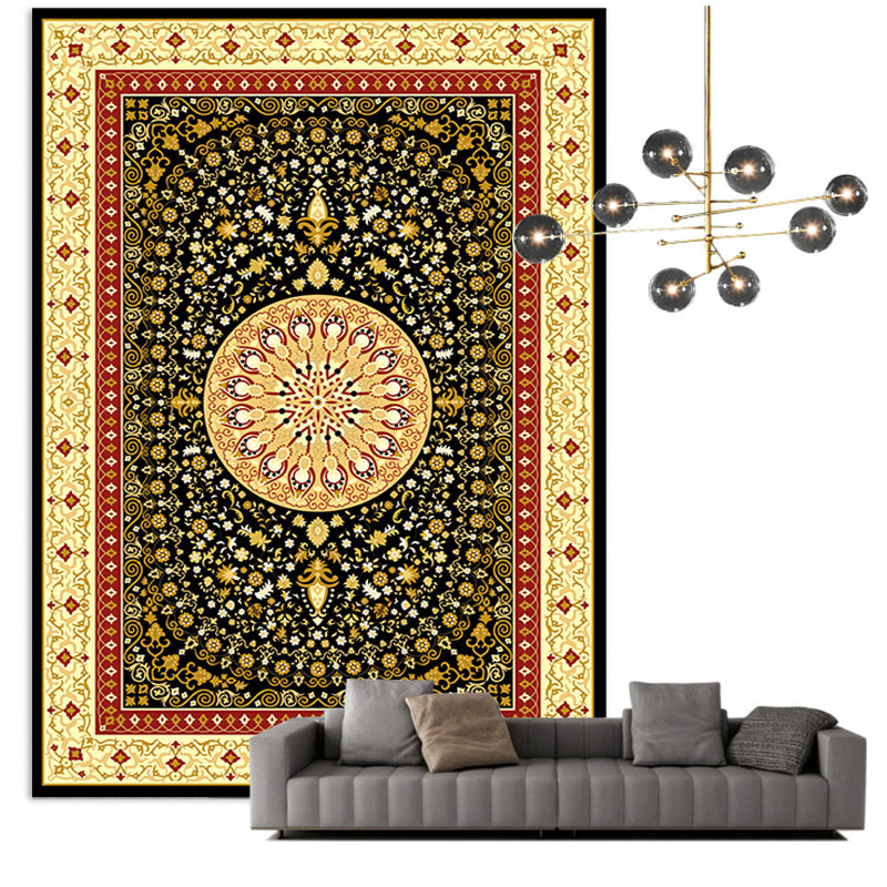 Lisslune | Traditional Multicolored Moroccan Carpet Polypropylene Floral Carpet Non-Slip Backing Pet Friendly Stain Resistant Carpet for Living Room