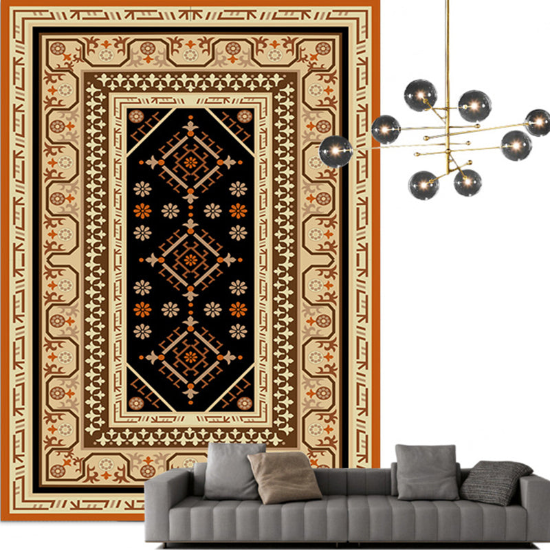 Lisslune | Traditional Multicolored Moroccan Carpet Polypropylene Floral Carpet Non-Slip Backing Pet Friendly Stain Resistant Carpet for Living Room