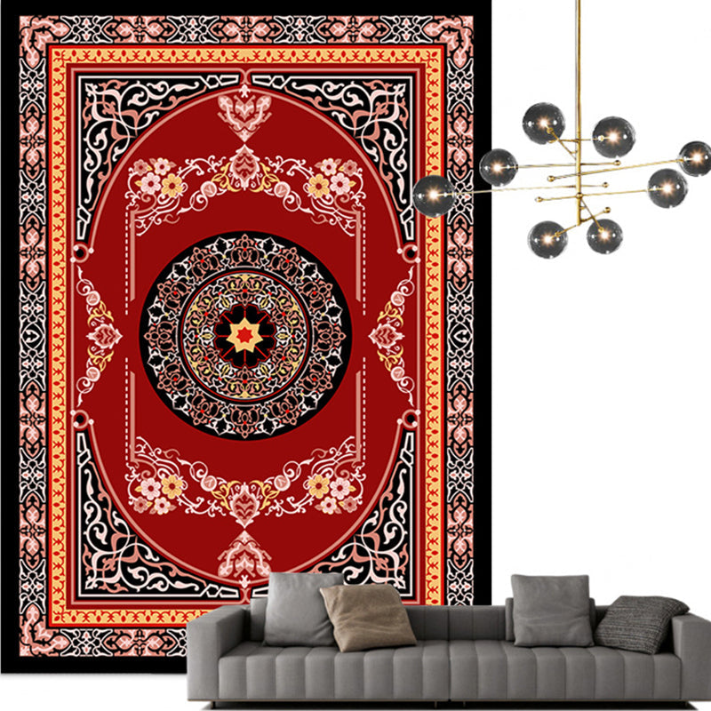 Lisslune | Traditional Multicolored Moroccan Carpet Polypropylene Floral Carpet Non-Slip Backing Pet Friendly Stain Resistant Carpet for Living Room