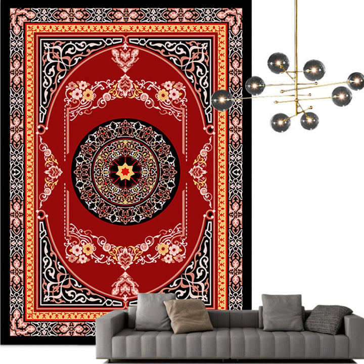 Lisslune | Traditional Multicolored Moroccan Carpet Polypropylene Floral Carpet Non-Slip Backing Pet Friendly Stain Resistant Carpet for Living Room
