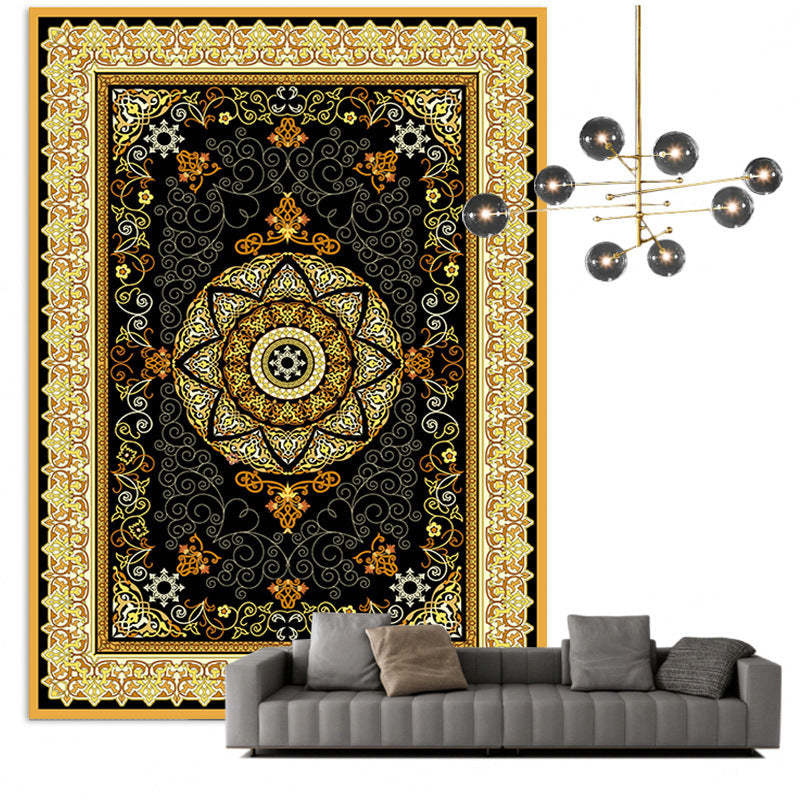 Lisslune | Traditional Multicolored Moroccan Carpet Polypropylene Floral Carpet Non-Slip Backing Pet Friendly Stain Resistant Carpet for Living Room