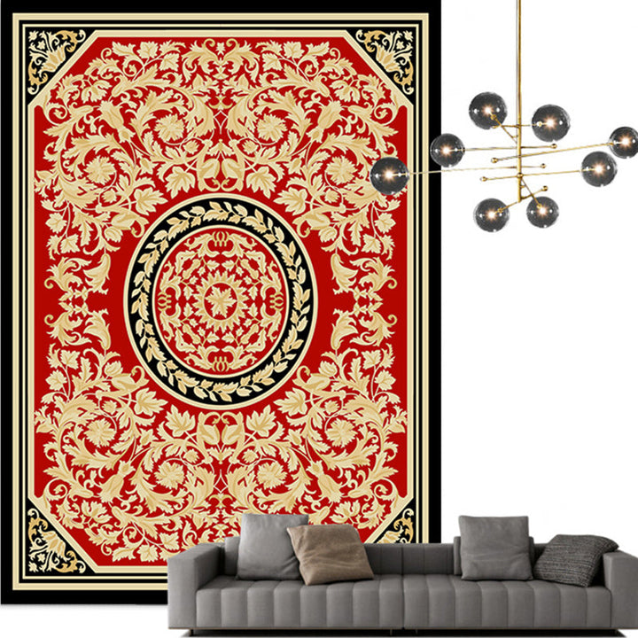 Lisslune | Traditional Multicolored Moroccan Carpet Polypropylene Floral Carpet Non-Slip Backing Pet Friendly Stain Resistant Carpet for Living Room
