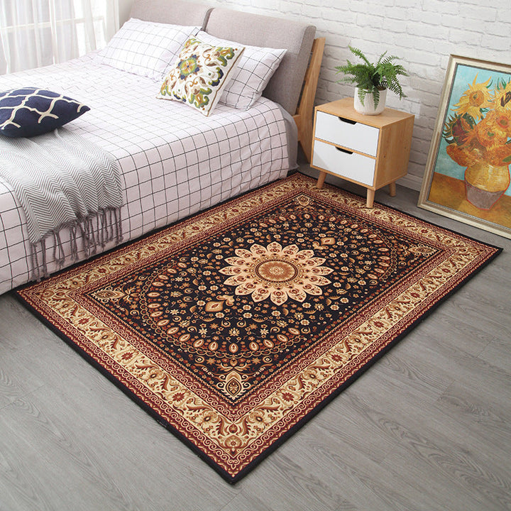 Lisslune | Moroccan Style Bedroom Rug Multicolor Floral Pattern Rug Polyester Washable Pet Friendly Non-Slip Back Rug