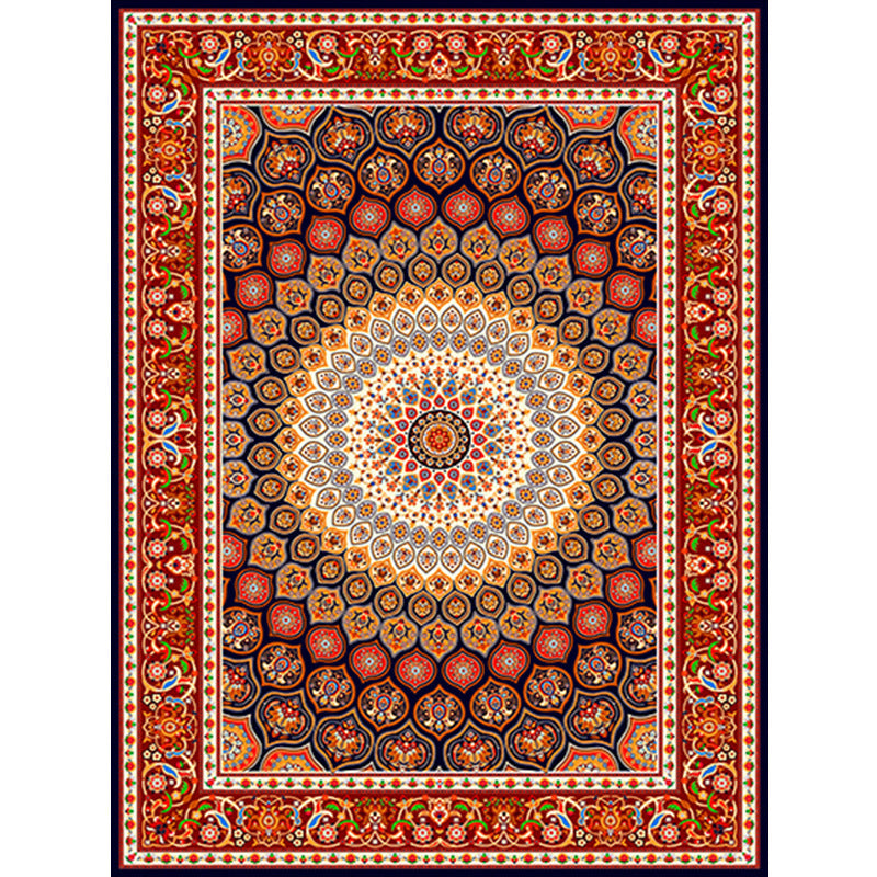 Lisslune | Moroccan Style Bedroom Rug Multicolor Floral Pattern Rug Polyester Washable Pet Friendly Non-Slip Back Rug