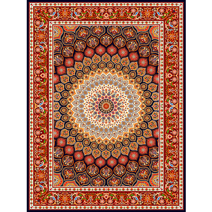 Lisslune | Moroccan Style Bedroom Rug Multicolor Floral Pattern Rug Polyester Washable Pet Friendly Non-Slip Back Rug
