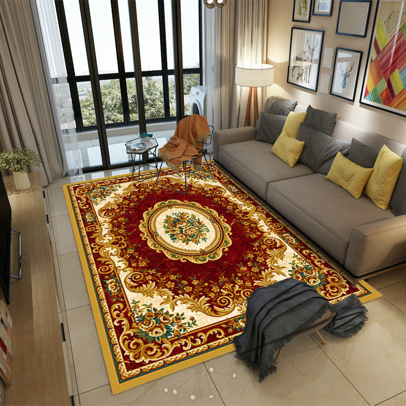Lisslune | Moroccan Style Bedroom Rug Multicolor Floral Pattern Rug Polyester Washable Pet Friendly Non-Slip Back Rug