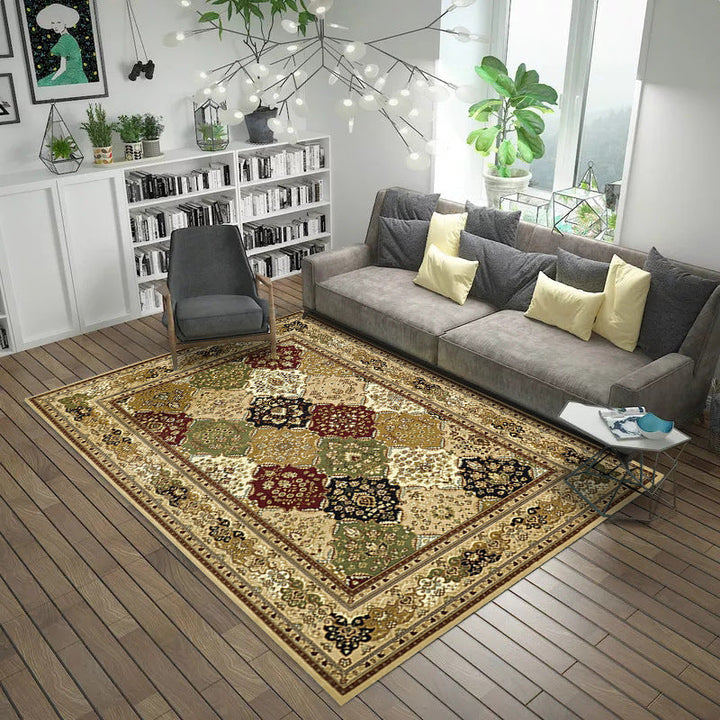 Lisslune | Moroccan Style Bedroom Rug Multicolor Floral Pattern Rug Polyester Washable Pet Friendly Non-Slip Back Rug