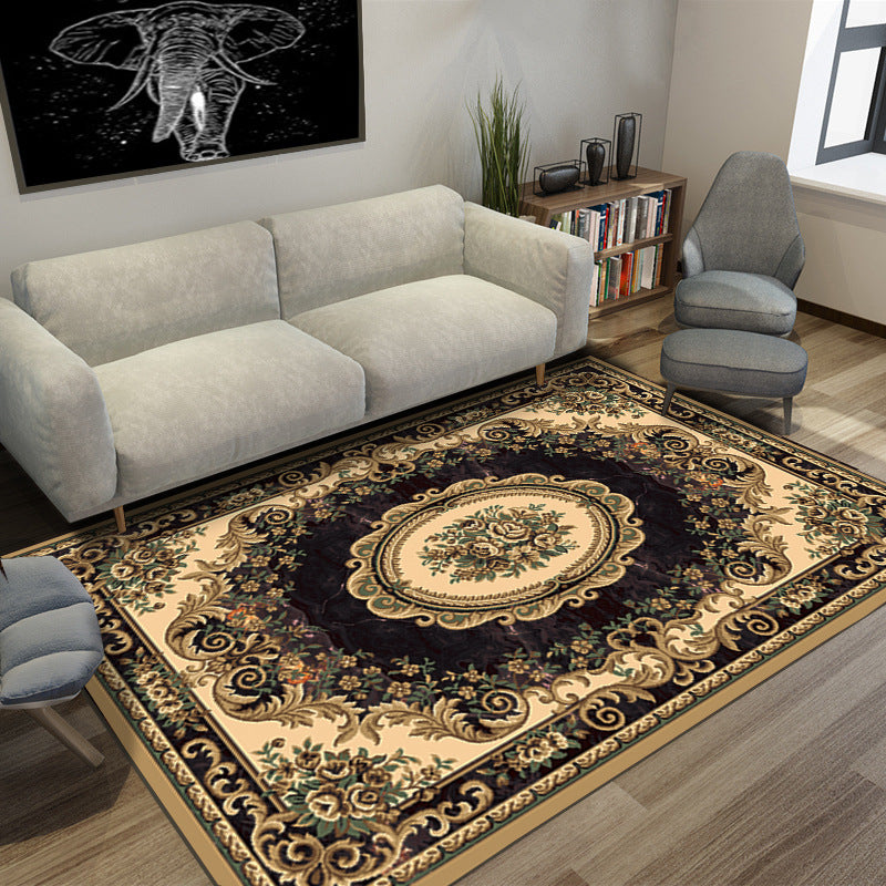 Lisslune | Moroccan Style Bedroom Rug Multicolor Floral Pattern Rug Polyester Washable Pet Friendly Non-Slip Back Rug