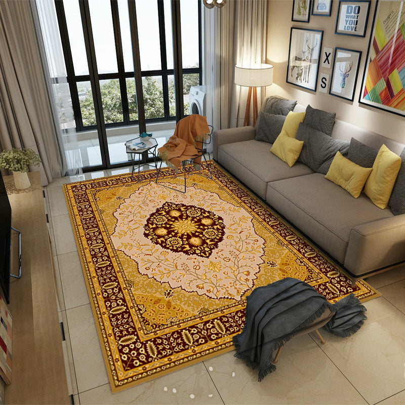 Lisslune | Moroccan Style Bedroom Rug Multicolor Floral Pattern Rug Polyester Washable Pet Friendly Non-Slip Back Rug