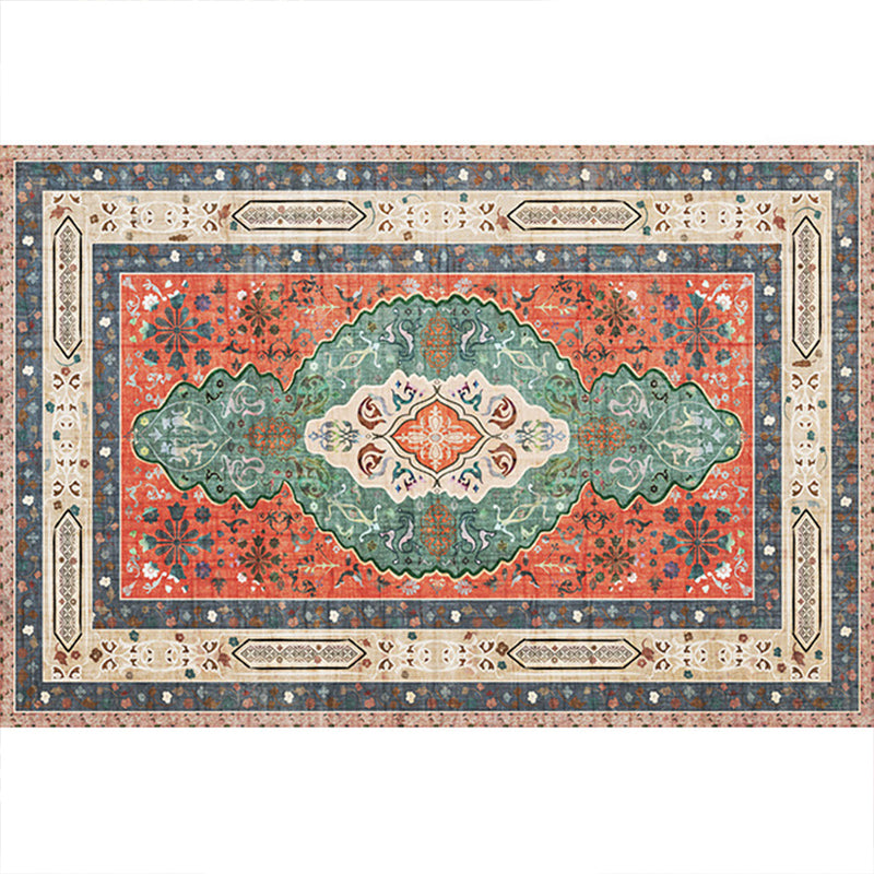 Lisslune | Rustic Tribal Print Area Rug Multicolored Moroccan Rug Synthetic Washable Non-Slip Pet-Friendly Rug for the Room
