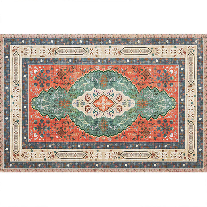 Lisslune | Rustic Tribal Print Area Rug Multicolored Moroccan Rug Synthetic Washable Non-Slip Pet-Friendly Rug for the Room