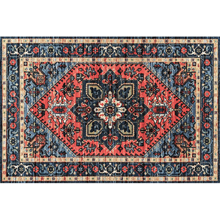 Lisslune | Rustic Tribal Print Area Rug Multicolored Moroccan Rug Synthetic Washable Non-Slip Pet-Friendly Rug for the Room