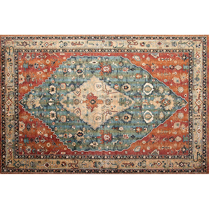 Lisslune | Rustic Tribal Print Area Rug Multicolored Moroccan Rug Synthetic Washable Non-Slip Pet-Friendly Rug for the Room