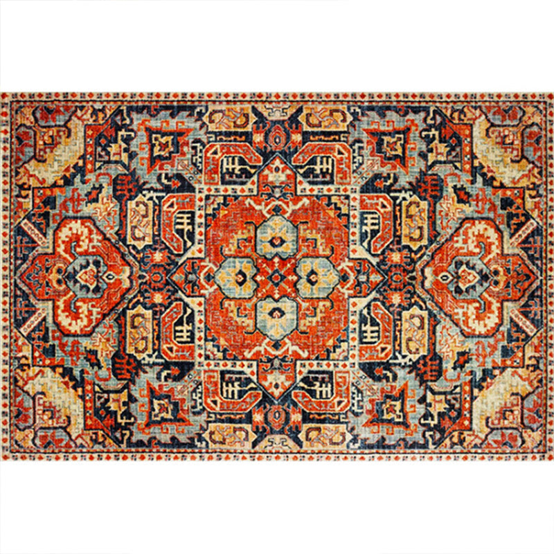 Lisslune | Rustic Tribal Print Area Rug Multicolored Moroccan Rug Synthetic Washable Non-Slip Pet-Friendly Rug for the Room