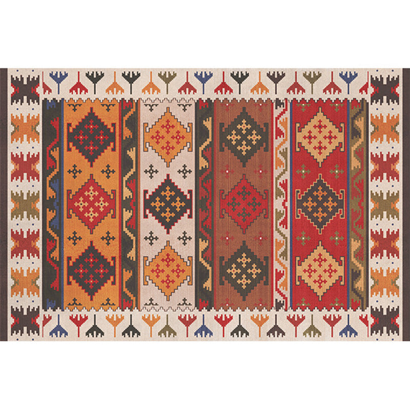 Lisslune | Rustic Tribal Print Area Rug Multicolored Moroccan Rug Synthetic Washable Non-Slip Pet-Friendly Rug for the Room