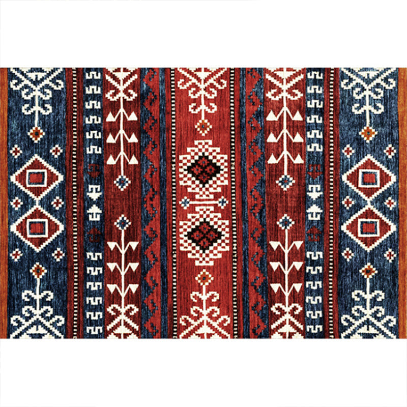 Lisslune | Rustic Tribal Print Area Rug Multicolored Moroccan Rug Synthetic Washable Non-Slip Pet-Friendly Rug for the Room