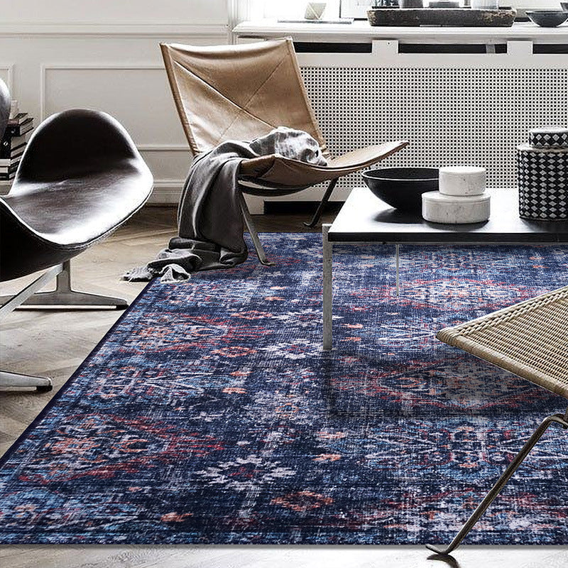 Lisslune | Moroccan Style Print Carpet Multicolor Polyester Carpet Non-Slip Pet-Friendly Machine Washable Carpet for Living Room