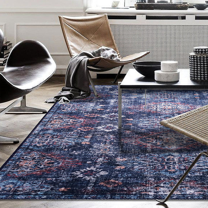 Lisslune | Moroccan Style Print Carpet Multicolor Polyester Carpet Non-Slip Pet-Friendly Machine Washable Carpet for Living Room