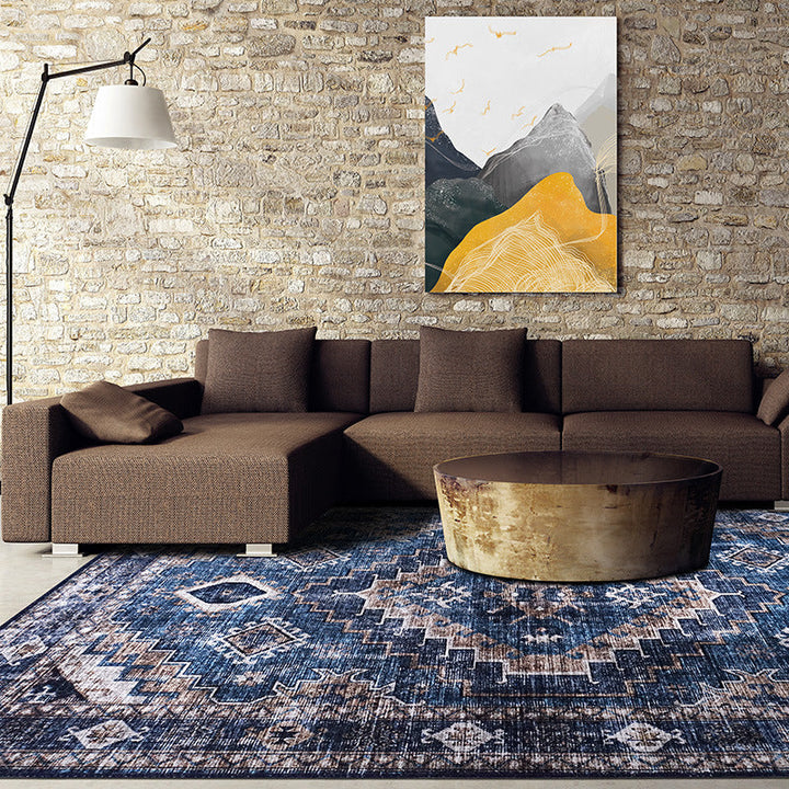Lisslune | Moroccan Style Print Carpet Multicolor Polyester Carpet Non-Slip Pet-Friendly Machine Washable Carpet for Living Room
