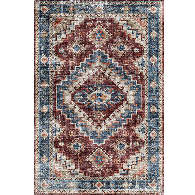 Lisslune | Moroccan Style Print Carpet Multicolor Polyester Carpet Non-Slip Pet-Friendly Machine Washable Carpet for Living Room
