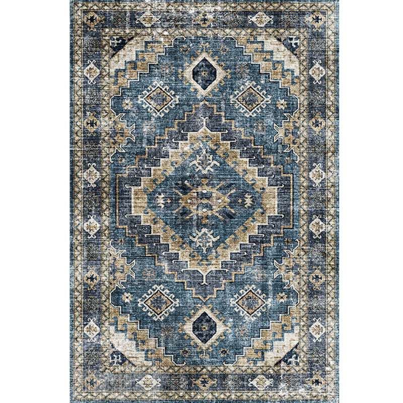 Lisslune | Moroccan Style Print Carpet Multicolor Polyester Carpet Non-Slip Pet-Friendly Machine Washable Carpet for Living Room