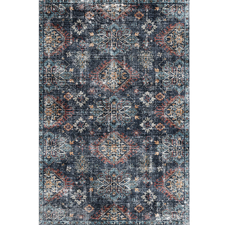Lisslune | Moroccan Style Print Carpet Multicolor Polyester Carpet Non-Slip Pet-Friendly Machine Washable Carpet for Living Room