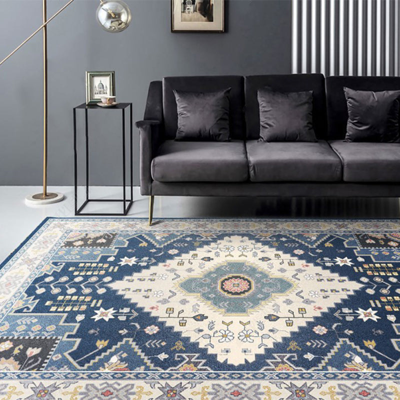 Lisslune | Beautiful Moroccan Rug Multicolored symmetrical printed carpet non-slip machine washable pet-friendly rug for the room