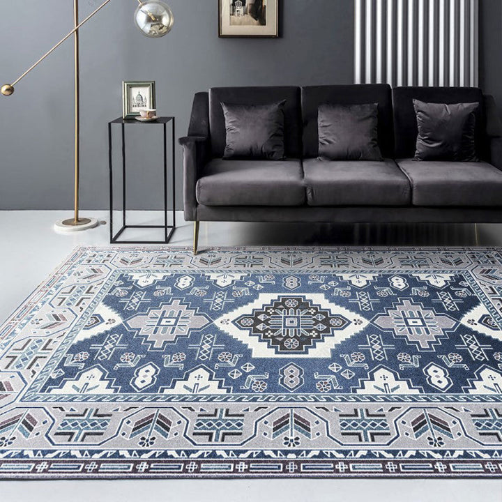 Lisslune | Beautiful Moroccan Rug Multicolored symmetrical printed carpet non-slip machine washable pet-friendly rug for the room