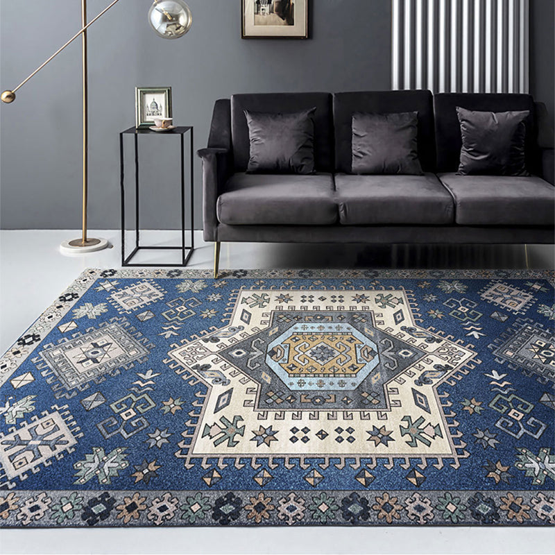Lisslune | Beautiful Moroccan Rug Multicolored symmetrical printed carpet non-slip machine washable pet-friendly rug for the room