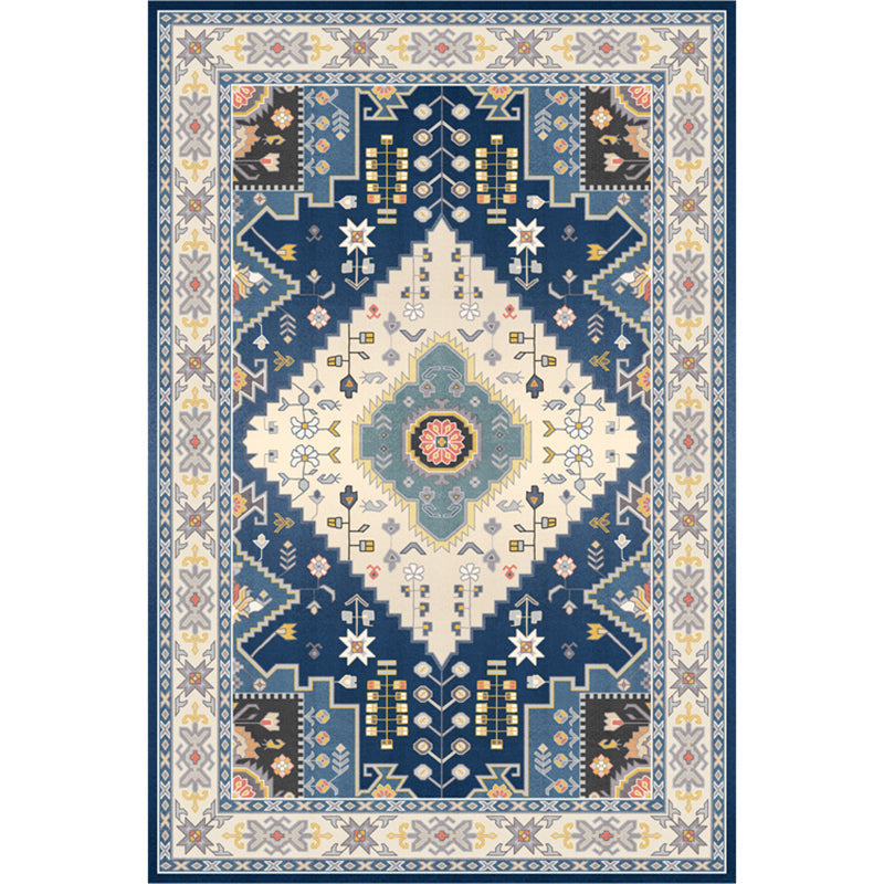 Lisslune | Beautiful Moroccan Rug Multicolored symmetrical printed carpet non-slip machine washable pet-friendly rug for the room