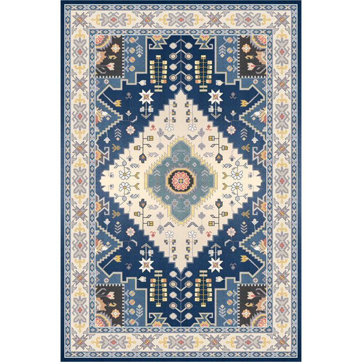 Lisslune | Beautiful Moroccan Rug Multicolored symmetrical printed carpet non-slip machine washable pet-friendly rug for the room